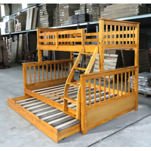 180 Oak : Giường 3 Tầng Leo Thang - 1m2 / 1m6